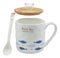 Happy Days Kitty Cat With Fishes Ceramic Coffee Tea Mug Cup With Spoon And Lid