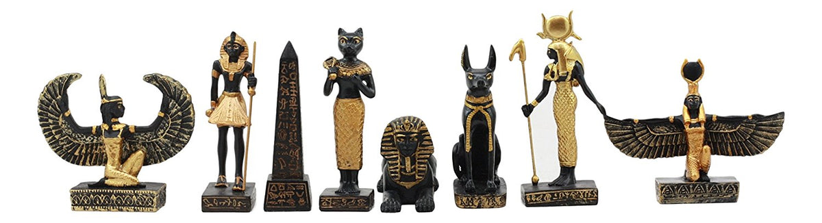 Ebros Egyptian Miniature Figurine Gods Of Egypt Set of 8 Anubis Osiris Bastet - Ebros Gift