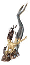 4 Feet Tall Aluminum Nautical Golden Mermaid Diving By Starfishes Coral Statue
