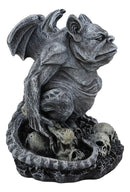 Ebros Gift Grotesque Winged Toad Troll Gargoyle Standing On A Bed of Skulls Statue 6.25" High Dark Fantasy Ossuary Macabre Graveyard Halloween Gargoyles Collectible Figurine Accent
