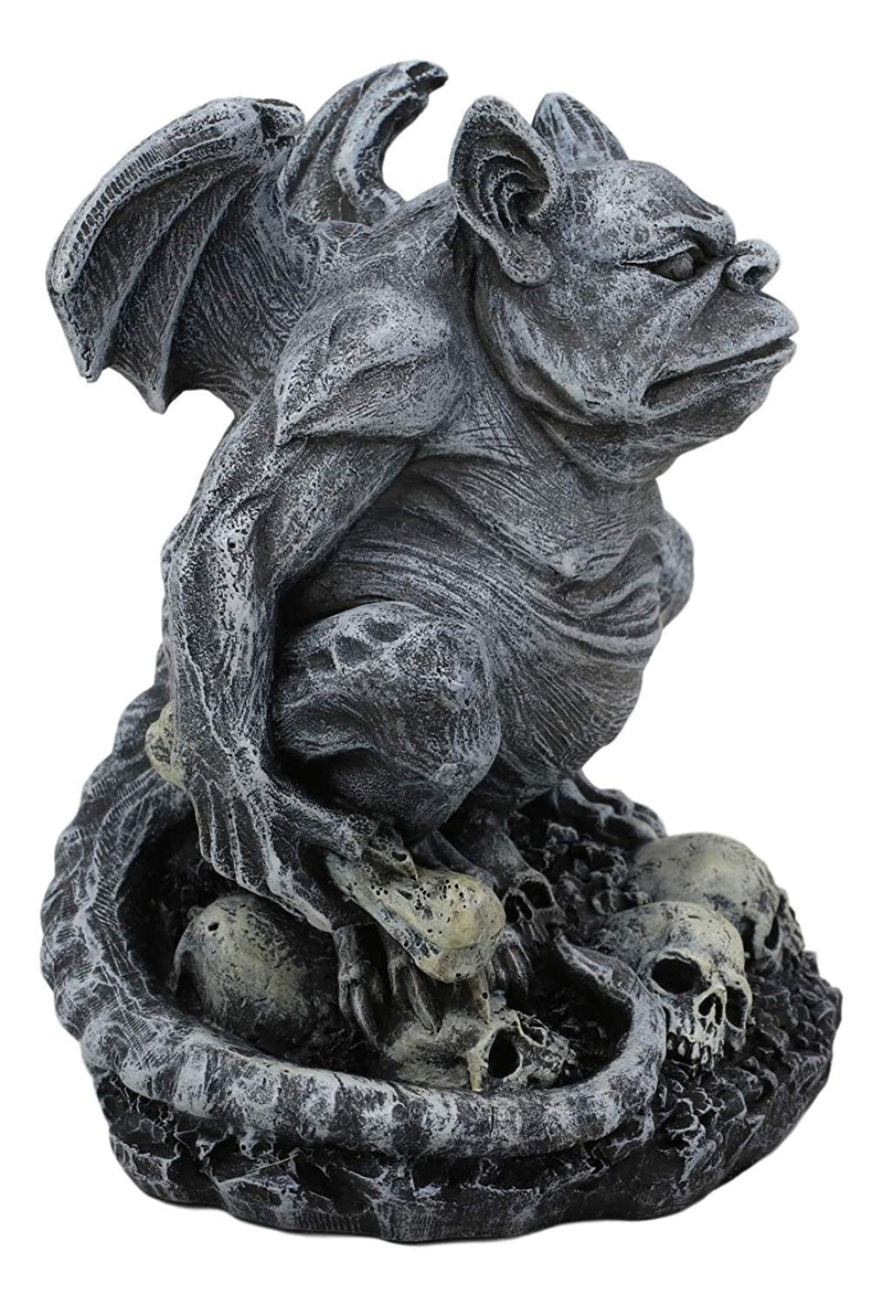 Ebros Gift Grotesque Winged Toad Troll Gargoyle Standing On A Bed of Skulls Statue 6.25" High Dark Fantasy Ossuary Macabre Graveyard Halloween Gargoyles Collectible Figurine Accent