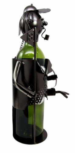 Professional Golfer With Ball Pipe & Flag Metal Wine Bottle Holder Caddy Decor