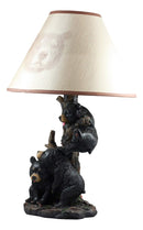 Ebros Whimsical Climbing Black Bear Cubs Table Lamp Statue Decor With Bear Face Shade