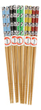 Reusable Bamboo Colorful Giant Panda Bears Set of 5 Ridged Ends Chopsticks Pairs