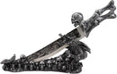Ebros Gift Obsidian Athame Dragon Blade Letter Opener with Skull Base Stand Set