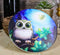 Wide Eyed Owl Perching On Tree Branch by Full Moon Starry Night Coaster Set
