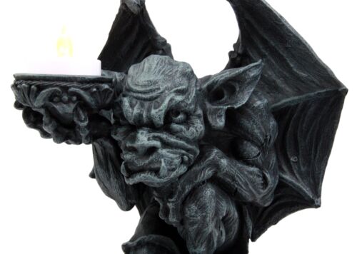 Ebros Gift Gothic Gargoyle Candle Holder Guardian Kneeling Servant Figurine 9"H