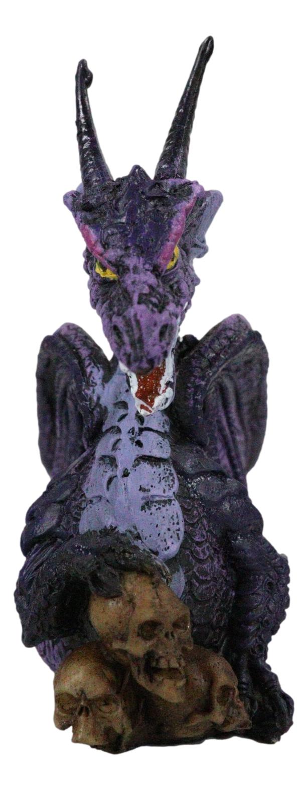 Purple Night Sky Dusk Skull Grave Dragon Growling Incense Holder Burner Figurine