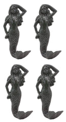 Ebros Gift 6"H Mermaid Cast Iron Rustic Wall Coat Hook For Keys Leashes Hats (4)