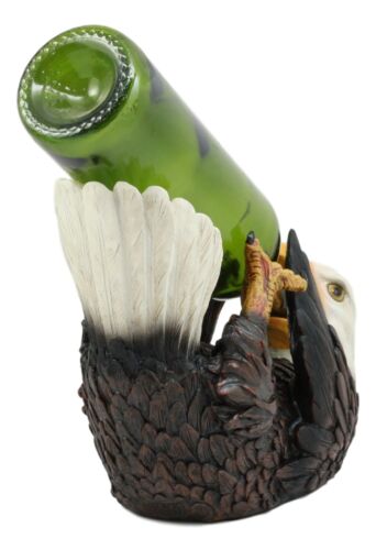 American Pride Patriotic Drinking Bald Eagle Wine Bottle Holder Figurine 11.25"L