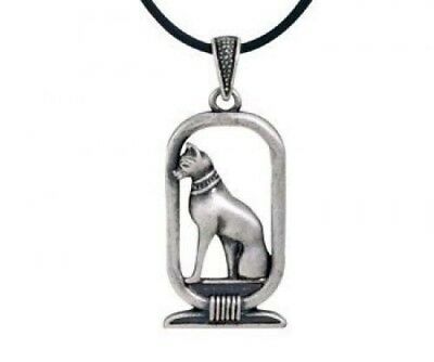 Ancient Egyptian Pewter Bastet Ubasti Cat Goddess Medallion Pendant Necklace
