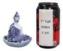Ebros Gift Bhumisparsha Mudra Buddha Amitabha Meditating by Padma Lotus Flower Incense Holder Burner Figurine in Terracotta Blue and White 4.25" High Buddhist Eastern Enlightenment Feng Shui Decor