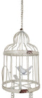 Whimsical Rustic White Bird Perching On Twig In Cage Aluminum Metal Wind Chime