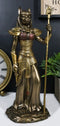 Egyptian Goddess Bastet Cat With Spear Statue 11"H Ubasti Goddess Of Protection