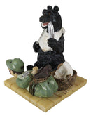 Rustic Western Whimsical Black Bear Picnic Time With Tied Up Hunter Figurine