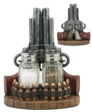 Ebros Western Revolver 6 Shooter Pistols & Bullet Rounds Salt Pepper Shakers Set
