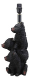 Ebros Wildlife Rustic Cabin Lodge Decor Whimsical Stacked Up 3 Playful Black Bear Cubs On Piggyback Table Lamp Statue with Shade 23.75"High Forest Bear Family Desktop Lamps