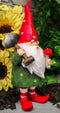 Whimsical Green Thumb Gnome Planting Toadstool Mushroom with Shovel Figurine