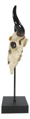Western Rustic Bull Cow Steer Skull With Bald Eagle Sculpture On Pole Display
