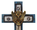 Large Western USA Air Force Patriotic Bald Eagle Emblem Blue Memorial Wall Cross