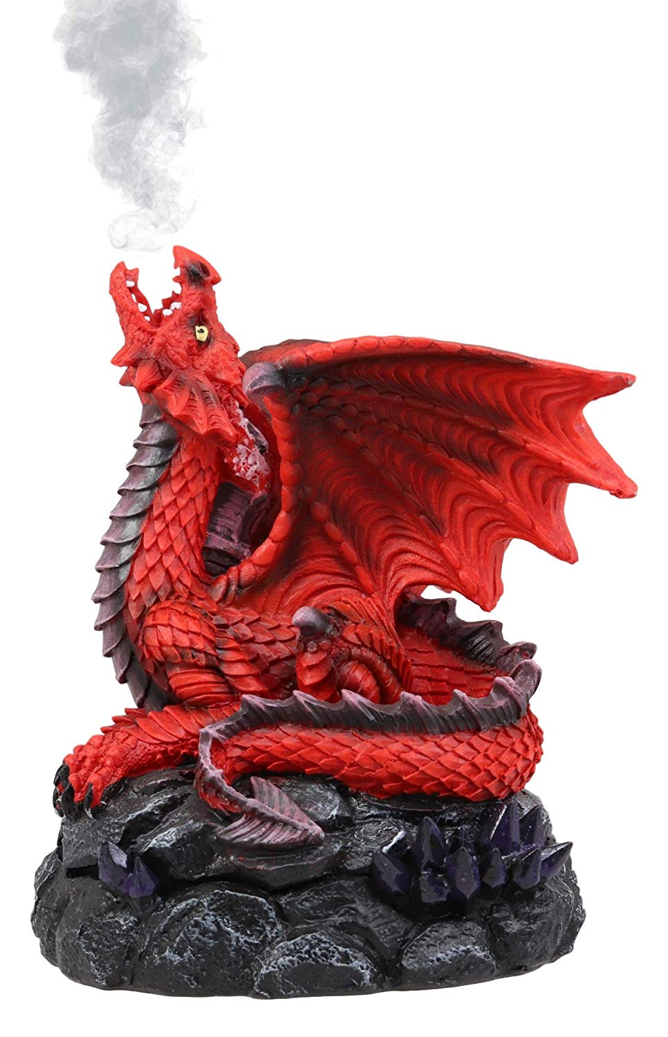 Ebros Smoke Fire Breathing Smaug Red Dragon Backflow Incense Cone Burner Statue Decor - Ebros Gift