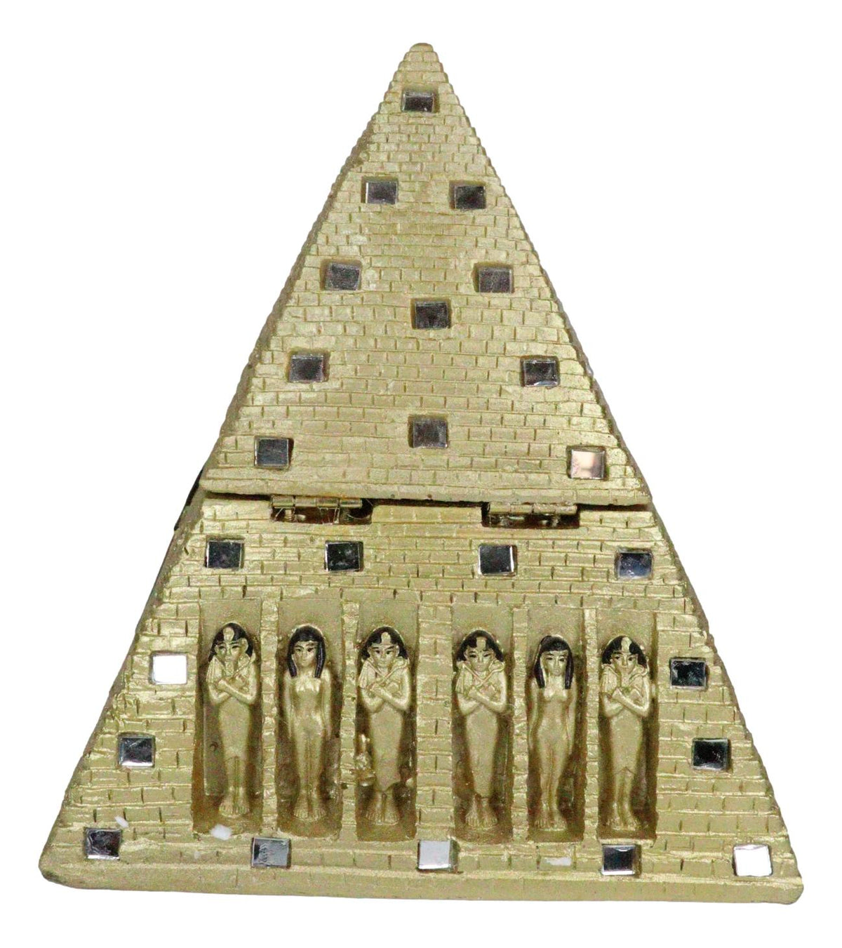 Ebros Egyptian Mirror Pyramid Eye of Horus Hinged Jewelry Box Figurine Statue - Ebros Gift