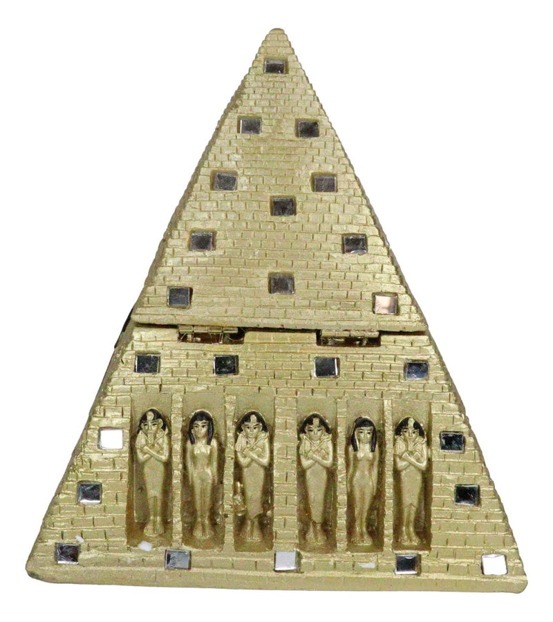 Ebros Egyptian Mirror Pyramid Eye of Horus Hinged Jewelry Box Figurine Statue
