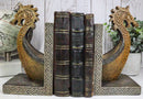 Nautical Marine Scandinavian Viking Fjord Dragon Longship Prow Ship Bookends Set