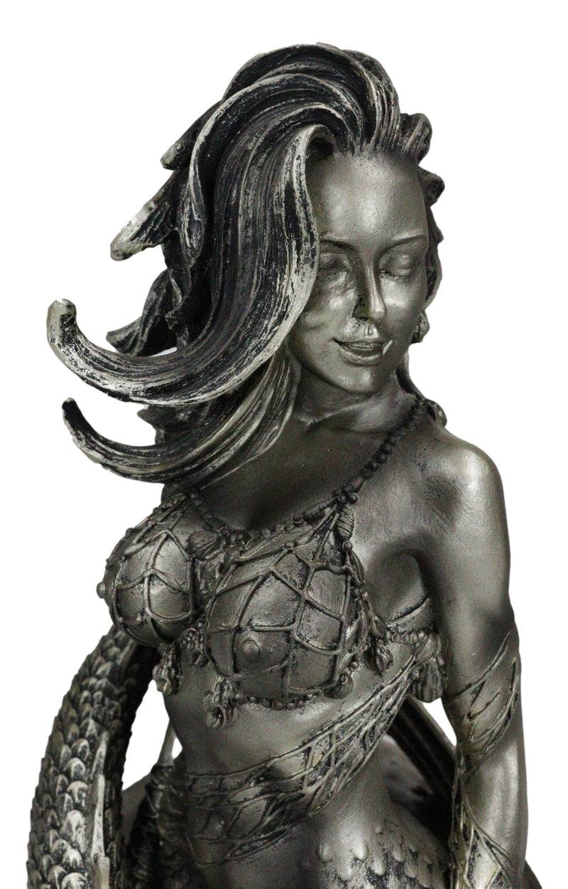 Seductive Siren of The Seas Mermaid Warrior Goddess In Fishnets Top Figurine