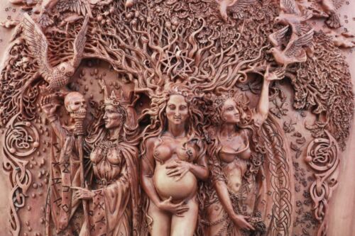 Pagan Wiccan Tripple Goddess Maiden Mother Crone Shield Wall Plaque 14.5" Tall