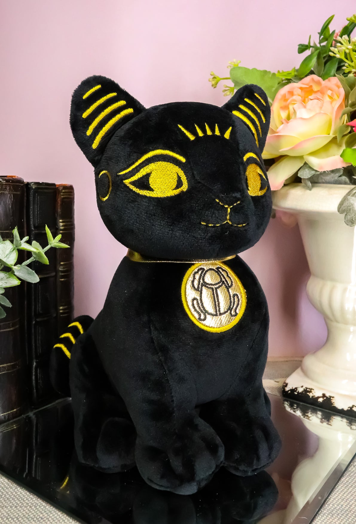 Egyptian Goddess Bastet Cat With Scarab Amulet Plush Toy Soft Doll Collectible