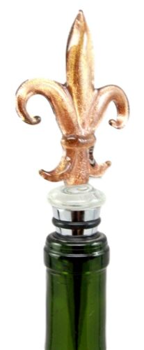 Bronze Color Acrylic French Fleur De Lis Wine Bottle Stopper Topper W/ Cork Bar