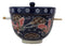 Ebros Japanese Dining Tempura Udon Noodles And Tentsuyu Dipping Sauce Large 6"D Bowl With Condiment Divider Lid And Built In Chopsticks Rest With Bamboo Chopsticks Set (Blue Japanese Stork)