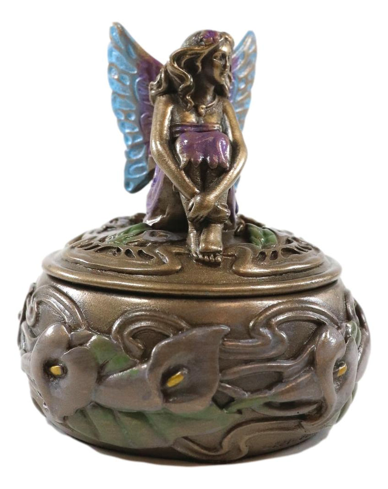 Ebros Calla Pond Lily Beautiful Fairy Fae Round Jewelry Box Wishing Well Hope Afar