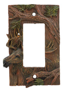 Rustic Western Pine Stag Elk Moose Single Gang Rocker Switch Plate Cover Set 2pc