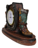 Ebros Country Western Star Lucky Horseshoe And Cowboy Boots Analog Desktop Table Clock