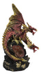 Red Meteor Volcano Hydra Dragon On Faux Quartz Geode Rock Cavern LED FIgurine