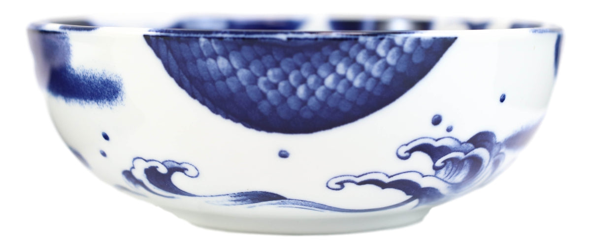 Made In Japan Asian Oriental Dragons Blue And White Porcelain Bowls Set of 4
