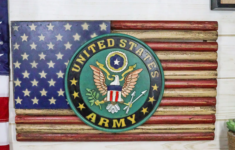 Patriotic American Flag United States Army Eagle Seal Wooden Wall Decor Plaque