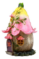 Mini Enchanted Fairy Garden Trumpet Lily Cottage Light Up House W/ Door Figurine - Ebros Gift