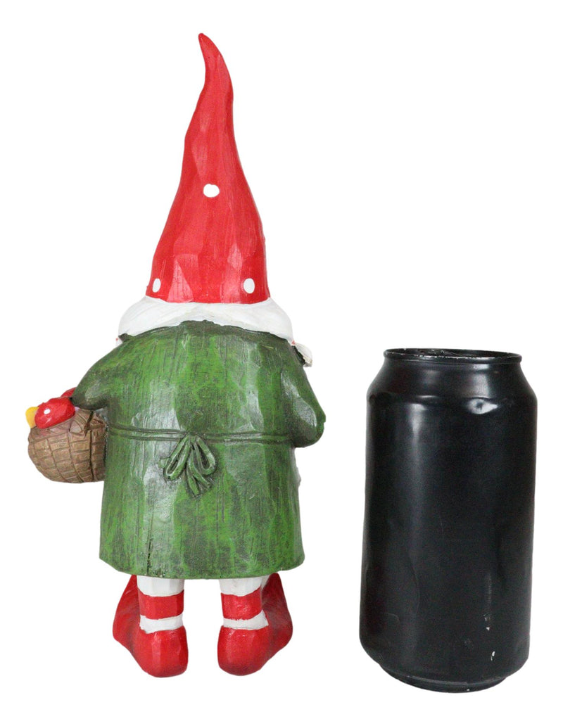 Whimsical Garden Mrs Gnome Grandmother With Toadstool Mushrooms Basket Statue