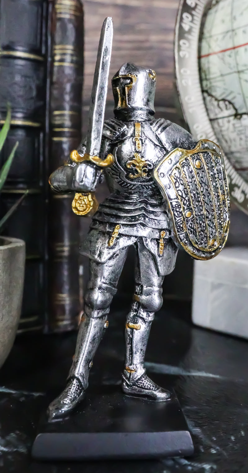 Suit Of Armor Medieval Knight Guard With Broad Shield and Sword Mini Figurine