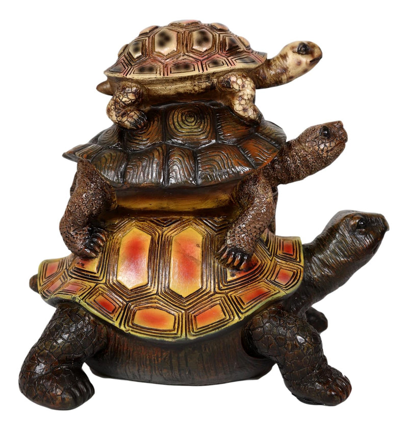 Nautical Marine Reptile 3 Stacked Acrobatic Turtles Tortoises Figurine Feng Shui