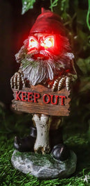 Ebros Day Of The Dead Butt Naked Skeleton Gnome Holding Keep Out Sign Statue LED Eyes