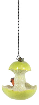 Ebros Green Pear Fruit W/ Perching Finch Bird Feeder W/ Hanging Chains Figurine