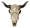 11"H Rustic Western Steer Bison Bull Cow Skull With Floral Scroll Wall Decor
