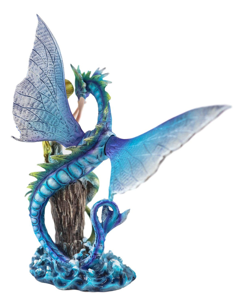 Ebros Nautical Green Tail Mermaid Ariel With Leviathan Ocean Dragon Fairy Statue