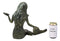 13"L Cast Iron Large Nautical Siren Mermaid Holding Starfish Verdi Green Statue
