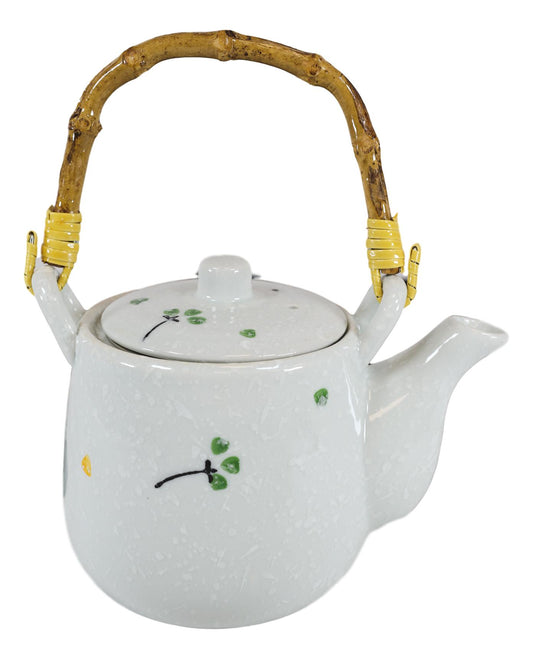 Ebros Japanese Yellow Cherry Blossom Sakura Blossoms Ceramic Tea Pot & 4 Cups - Ebros Gift