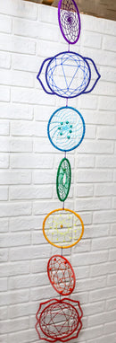 Colorful Wiccan 7 Chakra Symbols Zone Colors Dreamcatcher Yoga Wall Decor Mobile